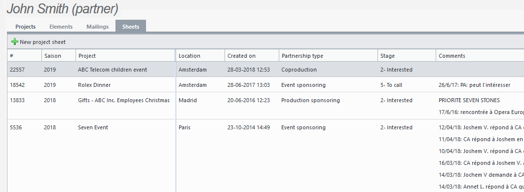 crm and contacts sheets Diese