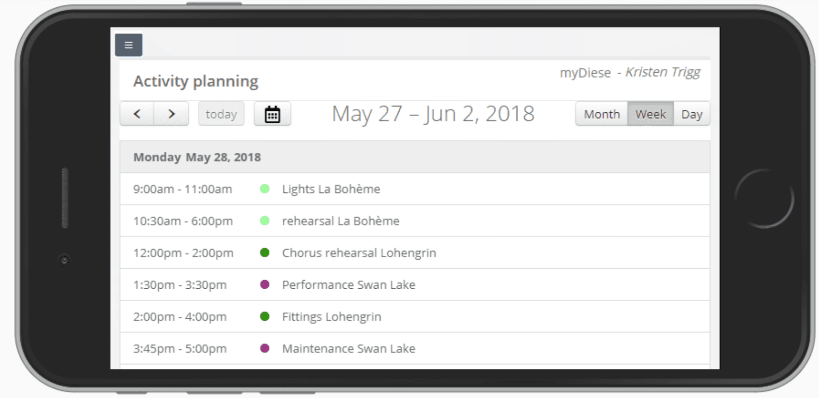 Planning venue management activity planning myDiese Diese