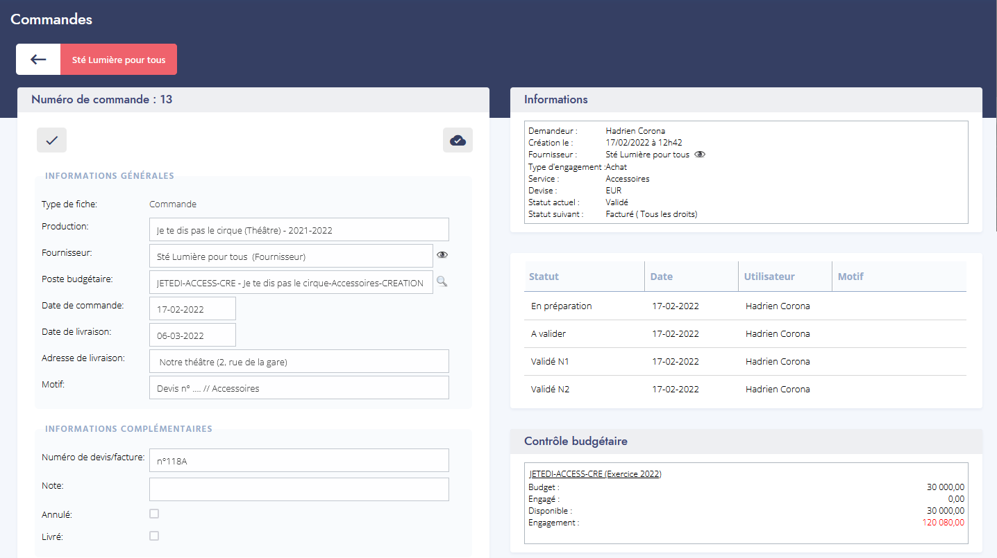 Manage purchase orders in a dedicated module