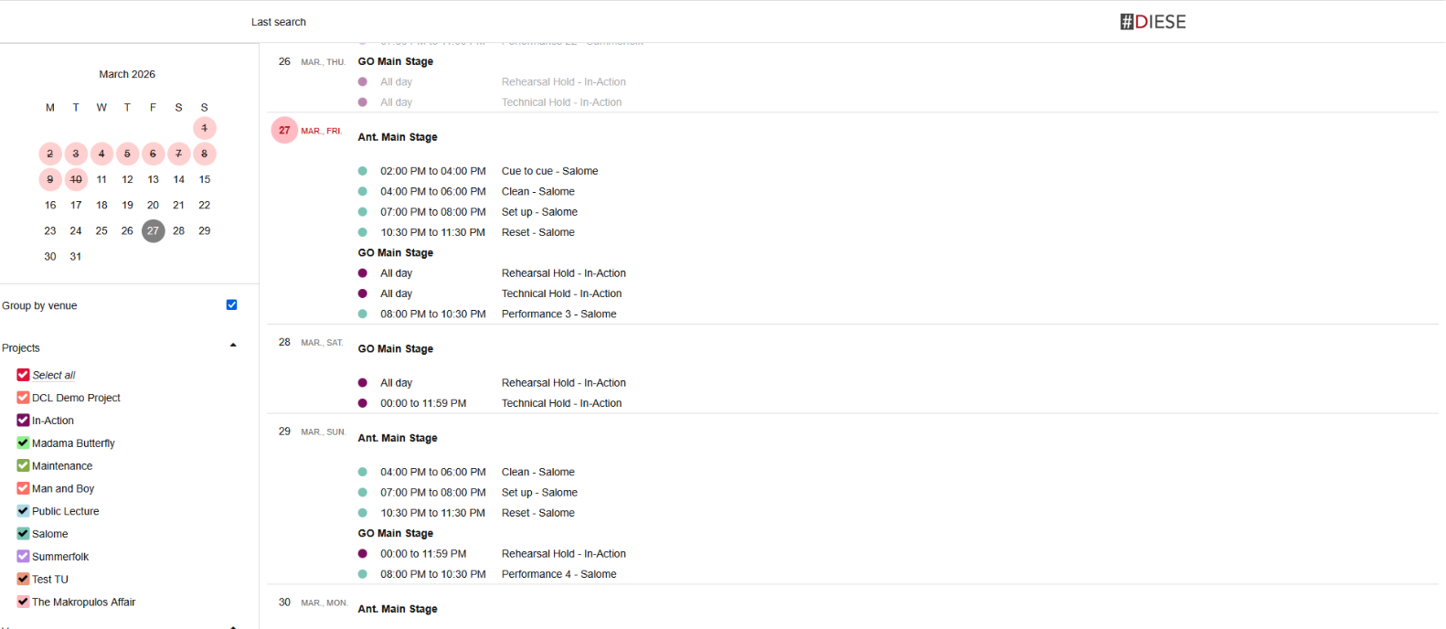 diese feature space management schedule sharing