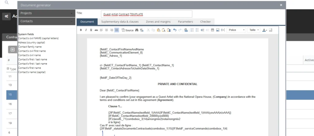 diese feature contract generation variables