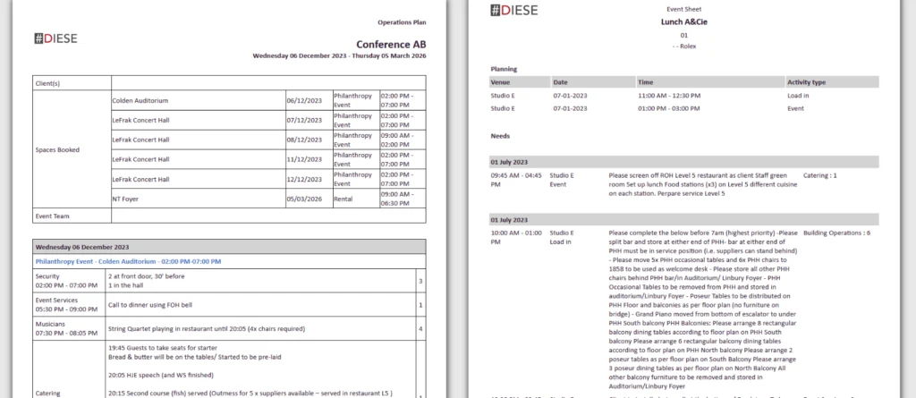 diese feature event management scheduling