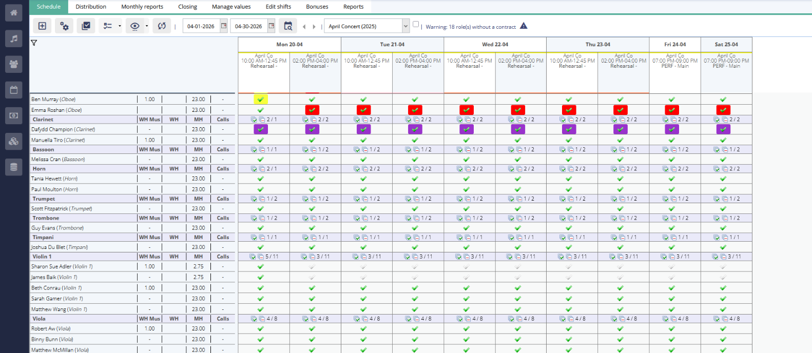 diese feature artistic contracts scheduling
